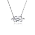 Elegant S925 sterling silver necklace featuring a sparkling marquise-cut moissanite pendant - Horse-eye Prong Setting (fddz-129) / White Gold