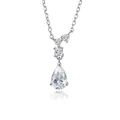 D color moissanite pear-shaped pendant necklace in S925 sterling silver finish - Teardrop Design (fddz-130) / White Gold