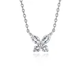 S925 sterling silver butterfly necklace with sparkling Moissanite stones for women. - Butterfly Design (fddz-131) / White Gold