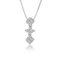 Elegant S925 sterling silver necklace with three sparkling moissanite flower pendants - Three-flower Vertical (fddz-132) / White Gold