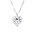 Elegant S925 sterling silver heart-shaped Moissanite necklace with polished finish - Heart-shaped Bezel Setting (fddz-134) / White Gold