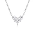 Elegant S925 sterling silver necklace featuring three princess-cut Moissanite stones. - Three-sided V-type Drill (fddz-135) / White Gold