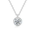 Minimalist S925 sterling silver necklace featuring a brilliant round cut moissanite pendant - Round Diamond Bezel Setting (fddz-136) / White Gold
