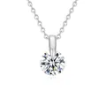 Elegant S925 sterling silver necklace featuring a brilliant D color Moissanite pendant - Simple Round Diamond (fddz-137) / White Gold