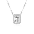 Elegant S925 sterling silver emerald cut moissanite halo pendant necklace for women - Emerald Surround Diamond (fddz-138) / White Gold
