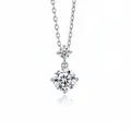 Elegant S925 sterling silver necklace featuring a double brilliant round moissanite pendant - Dual-drill Vertical (fddz-141) / White Gold