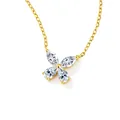 Elegant S925 sterling silver moissanite flower pendant necklace with gold plating - Horse-eye Stone Flowers (fddz-123) / Gold