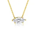 Marquise cut D color Moissanite pendant necklace in 14K gold plated S925 sterling silver. - Horse-eye Prong Setting (fddz-129) / Gold
