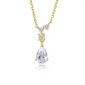 Elegant 18k gold plated S925 sterling silver necklace with pear-shaped moissanite pendant - Teardrop Design (fddz-130) / Gold