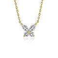 D color moissanite butterfly pendant necklace in 925 sterling silver gold plating - Butterfly Design (fddz-131) / Gold