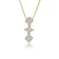 S925 sterling silver necklace with triple flower moissanite pendant in gold - Three-flower Vertical (fddz-132) / Gold