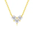 Elegant 14K gold plated S925 silver necklace with three square D color moissanite stones - Three-sided V-type Drill (fddz-135) / Gold