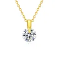 Elegant 925 sterling silver gold plated necklace with round D color Moissanite pendant - Simple Round Diamond (fddz-137) / Gold