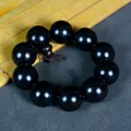 Natural black sandalwood Buddhist bead bracelet with 12 smooth round beads - Premium 25mm*10 Beads