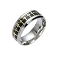 Polished stainless steel men's ring featuring black band with golden cross patterns - Black Gold / US 6