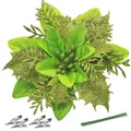 14.5cm 3D lime green glitter Christmas flower with metal clips and green wire stems - 14.5cm / Fruit Green