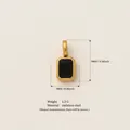 Black rectangular zirconia stone pendant in golden stainless steel frame accessory - September Birthstone Pendant (Gold)