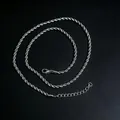 High-quality classic silver rope chain necklace with adjustable extender and lobster clasp - Chain Only (Without Bracelet/Pendant) / Silver