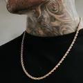 Exquisite gold-plated rope chain necklace for men with elegant urban street style - Chain Only (Without Bracelet/Pendant) / Gold