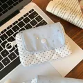 Quilted pencil case with stars and polka dots in light blue and white - Storage Pouch / Blue