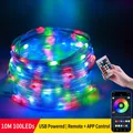 Guirnalda de luces RGB de 10m 100 LED con USB, control por App y mando a distancia - 10M 100LEDs Control Remoto Bluetooth / Colorido