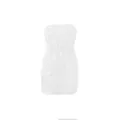 Elegante witte nauwsluitende mini-jurk met 3D-bloemtexturen en strapless bandeau-top - S / Wit