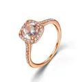Elegant rose gold square halo ring featuring a round zircon center stone and side accents. - 1 Rose Gold Main Ring
