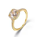 Elegant gold-plated halo ring featuring a large round cubic zirconia stone. - 1 Gold Main Ring