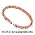 Elegant rose gold plated stainless steel tennis bracelet with sparkling cubic zirconia. - 4mm*19cm / Rose Gold