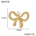 Golden stainless steel bow charm pendant for DIY jewelry 1.6cm width 1.5g weight - Gold Bowknot Pendant (PJ00475D)