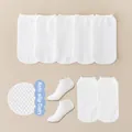 Breathable white children's mesh floor socks featuring anti-slip silicone dot grips for safety - 8mo-2yr XS (Foot 9-12cm) / Non-slip Flat Black-White-Gray Ankle Socks / White