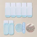 Anti-slip white mesh baby floor socks with silicone grip soles for boys and girls. - Mesh Mid-Tube Yin-Yang Socks / 5 Pairs / Blue with White Rim / 8mo-2yr XS (Foot 9-12cm)