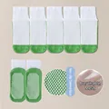 Breathable white and green children's mesh floor socks with anti-slip silicone dots - Mesh Mid-Tube Yin-Yang Socks / 5 Pairs / Green with White Cuff / 8mo-2yr XS (Foot 9-12cm)