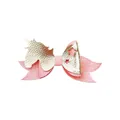 Barrette à cheveux nœud rose pailleté pour filles avec licorne dorée et étoiles - Style Nœud Licorne (MC6785)