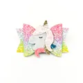 Barrette à cheveux nœud arc-en-ciel scintillant avec licorne mignonne pour les fêtes - Style Licorne Arc-en-ciel (MC5139)