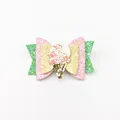 Barrette à cheveux à paillettes roses et vertes pour filles avec décor de crème glacée - Style Nœud Glace Arc-en-ciel (MC5140)