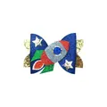 Barrette à cheveux pailletée pour enfants avec motif de nœud fusée et étoiles dorées - Style Nœud Fusée Spatiale (MC6757)
