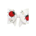 Children's white leather hair clip with embroidered ladybug and floral patterns - Embroidered Beetle White Style (MC6791)