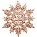 Sparkling 10cm rose gold glitter hollow snowflake Christmas tree hanging ornament - 10CM-6g (With Rope) / Rose Gold