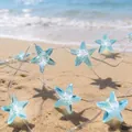 Waterproof blue starfish LED string lights for ocean themed beach party decoration - Pale Blue Starfish / 2m 20-LED 2AA Battery Box (Steady On)