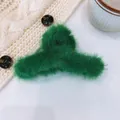Grande pince à cheveux en peluche vert émeraude pour des coiffures élégantes de femme - Vert foncé