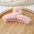 Grande pince à cheveux élégante en fausse fourrure rose pour coiffures relevées - Rose Clair