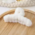 Grande pince à cheveux en peluche blanche avec fausse fourrure de lapin douce élégante - Blanc