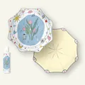 Portable automatic folding sun umbrella with cute tulip floral and music pattern - Safety Round Corner Automatic Musical Notation Style