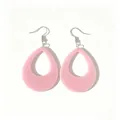 Close-up view of elegant pink waterdrop-shaped acrylic earrings with smooth matte finish. - Pink