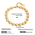 Polished gold stainless steel star charm bracelet with adjustable 17+5cm length - Golden Star Link Chain Style (JDB0104002)