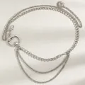Elegant silver sun and moon multi-layer metal waist chain belt for women dresses - Silver Star and Moon Pendant Tassel Style (5146)