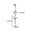 Piercing de nombril en acier avec pendentif feuille en zircone détails de taille - Style Goutte de Cercle (2609-4#) / Argent