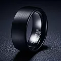 Anillo minimalista de carburo de tungsteno negro con acabado mate cepillado para hombre y mujer - Talla 7 / Estilo Cepillado Mate Negro (4-E-1) / 8mm / Negro