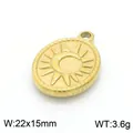 Gold titanium steel oval pendant featuring embossed sun and moon celestial design. - Gold Oval Sun & Moon (KLJ7628-Z)